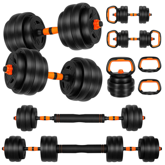 FIXTECH Adjustable Dumbbell Set 20/30/50/70lbs Free Weight Set with Connector 4 in1 Dumbbells Set Used as Barbell Kettlebells Push up Stand Fitness Exercises for Home Gym Suitable Men/Women (20)