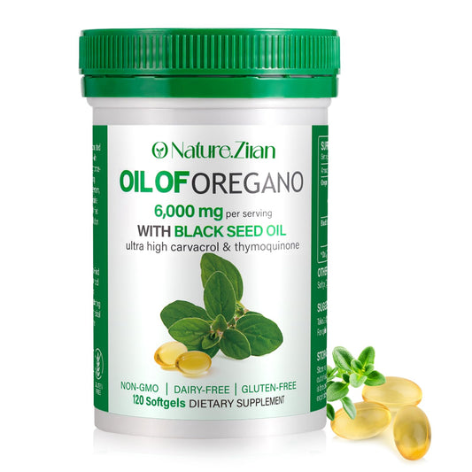 Oil of Oregano Softgel - 6000mg Oil of Oregano with Black Seed Oil 2 in 1 Organic Oregano Oil Extract Natural Antioxidants Fitness Immune Support Non-GMO & Gluten Free - 120 Count