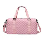 Checkered Pattern Large Capacity Gym Duffle Bag