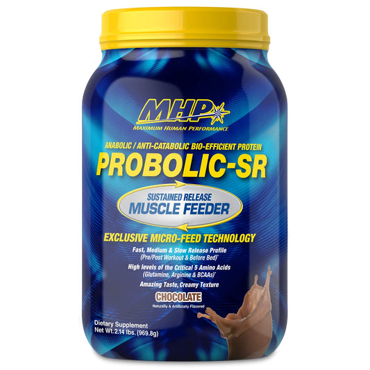 Maximum Human Performance Probolic-SR Sustained Release Protein Powder 24g Protein BCAAs Glutamine Arginine Pre-Workout Post-Workout Nighttime Protein 2lbs 26 Servings Chocolate