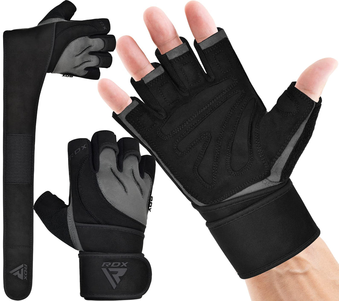 RDX Weight Lifting Workout Gloves with Wrist Support 50 CM Long Wrist Straps Anti Slip Padded Palm Protection Breathable Gym Grip for Fitness Training Powerlifting Men Women Bodybuilding Exercise