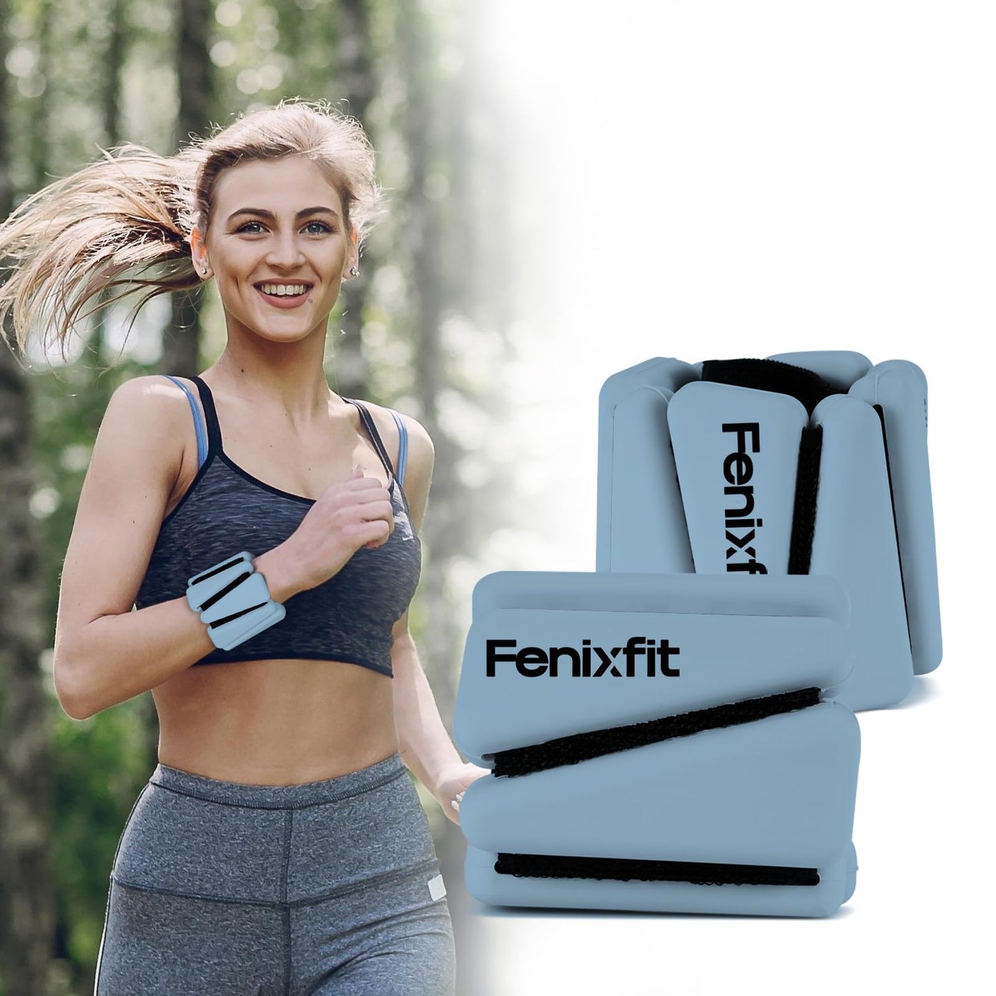 FENIXFIT Ankle Wrist Weights for Women Adjustable Ankle Weights Set of 2 (1Lb Each) Wrist Ankle Weights for Women Men Strength Training Home Gym Running Yoga Pilates Exercise Walking Ballet (Blue)