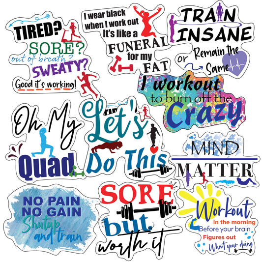 Workout Stickers - Funny Motivational Workout Stickers for Your Water Bottle Scrapbook Laptop - Waterproof Durable Vinyl
