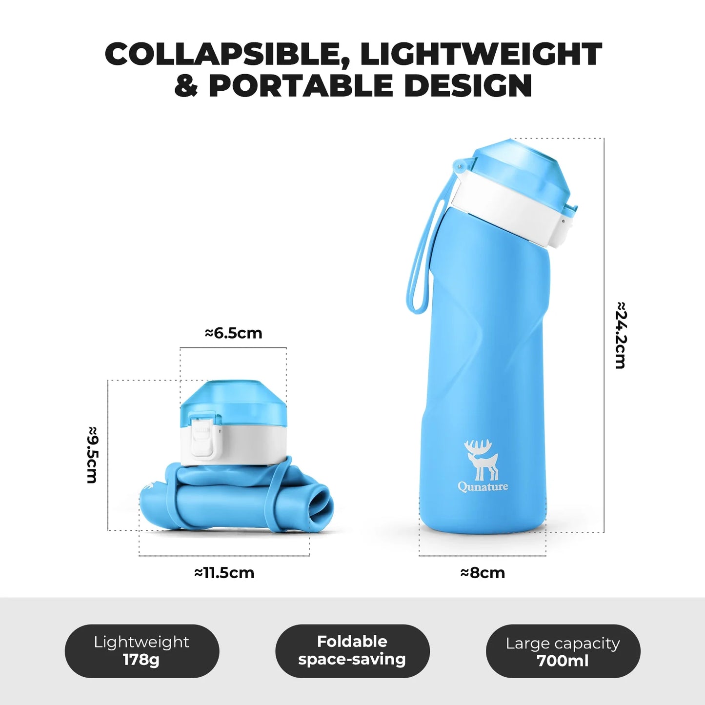 Collapsible Soft Water Bottle with Angled Spout
