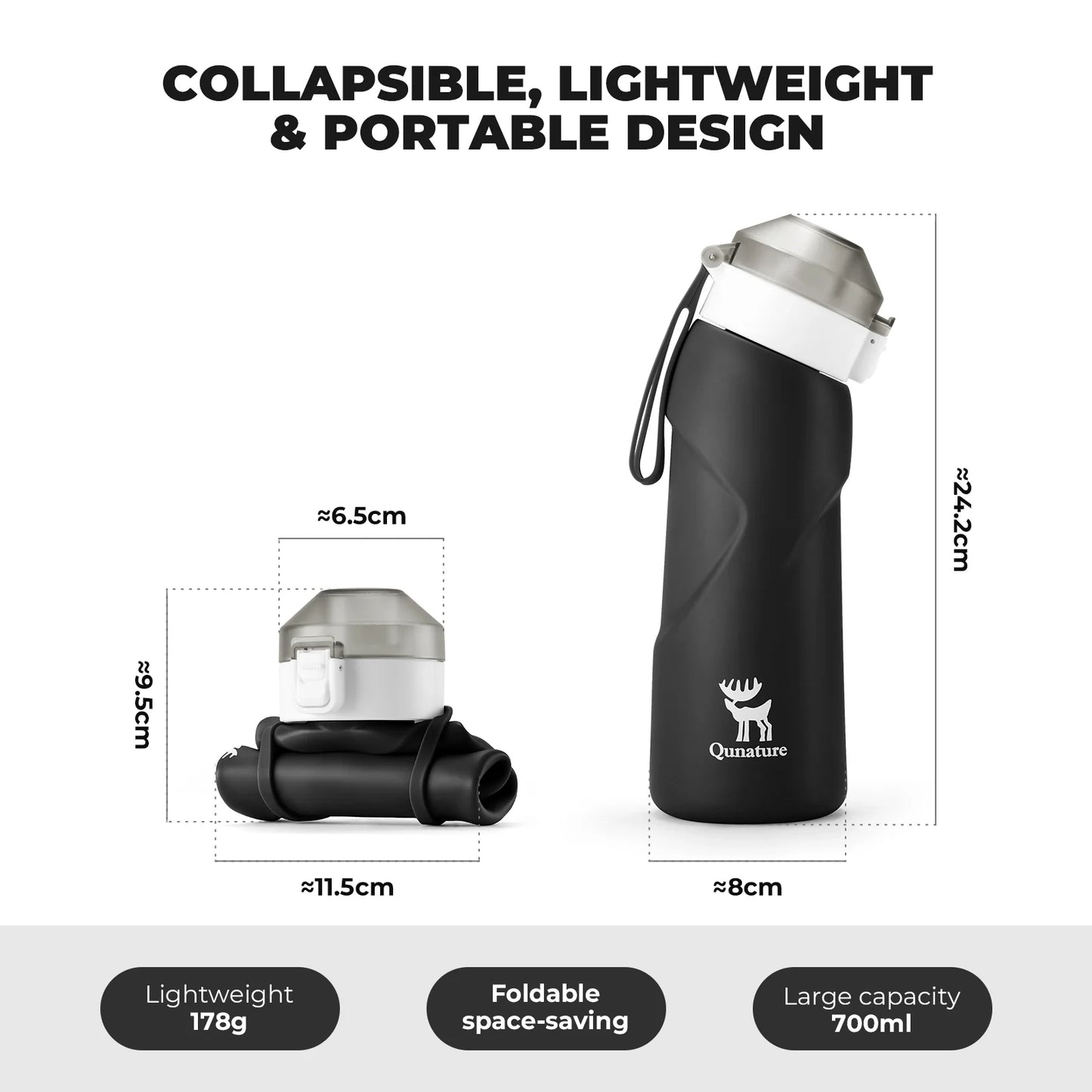 Collapsible Soft Water Bottle with Angled Spout