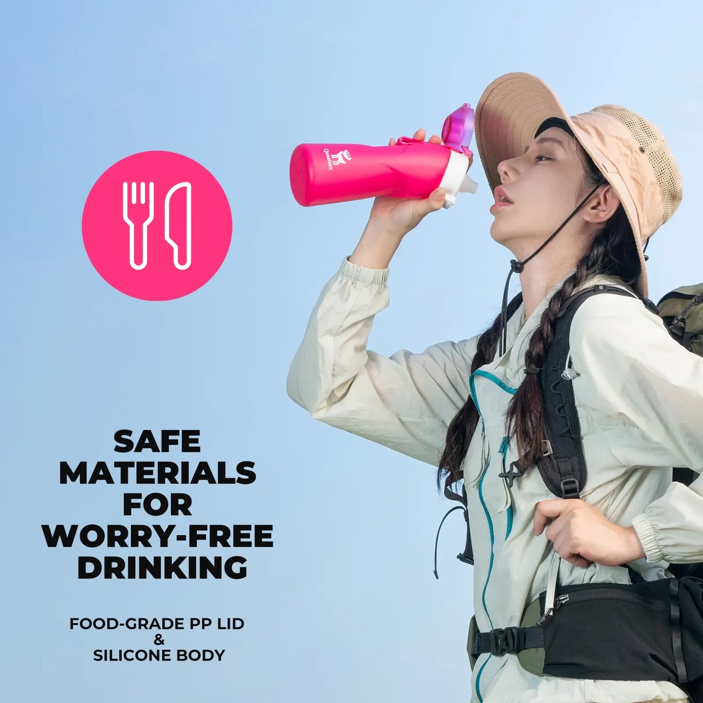 Collapsible Soft Water Bottle with Angled Spout