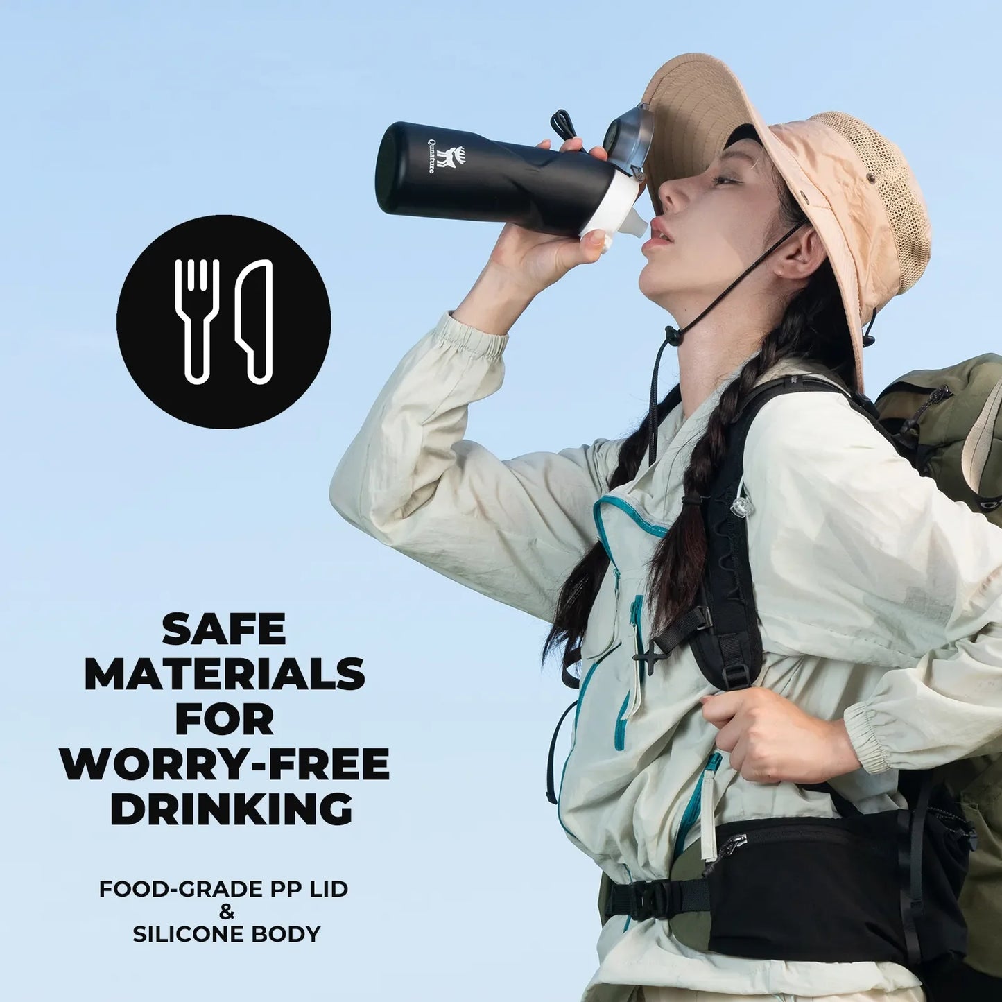 Collapsible Soft Water Bottle with Angled Spout